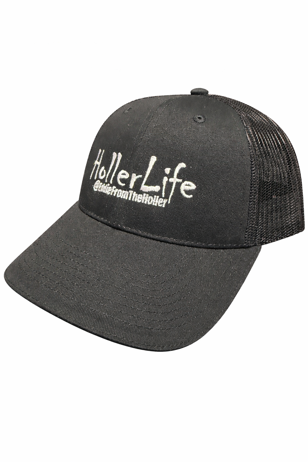 Embroidered Holler life black cap with back mesh ￼