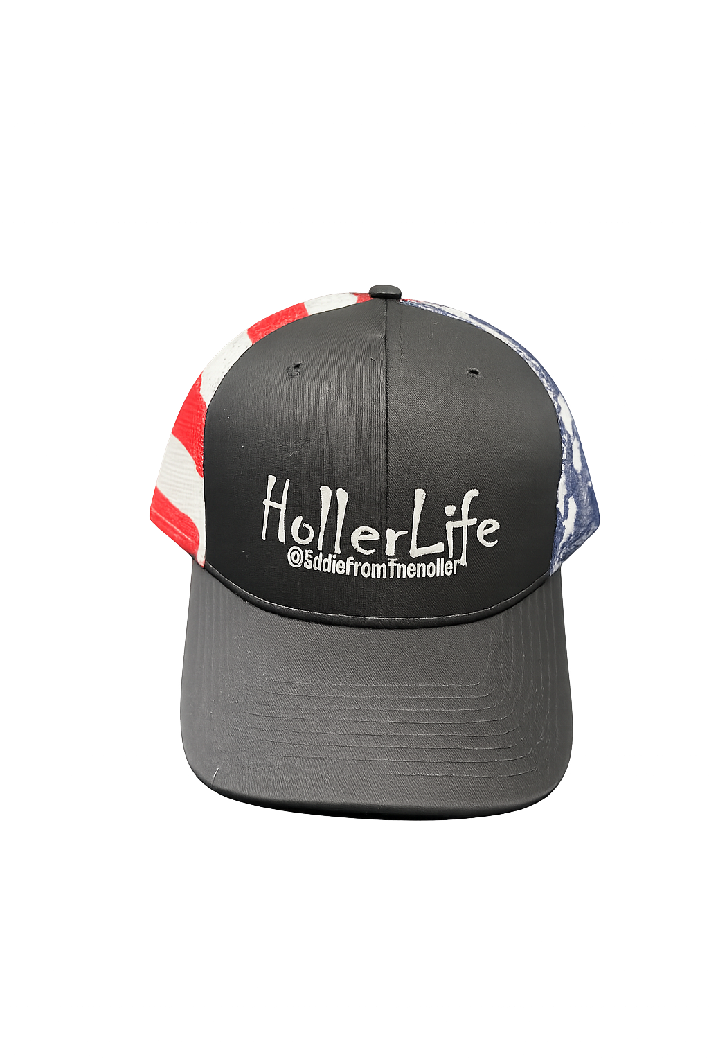 Black Embroidered Flag Cap