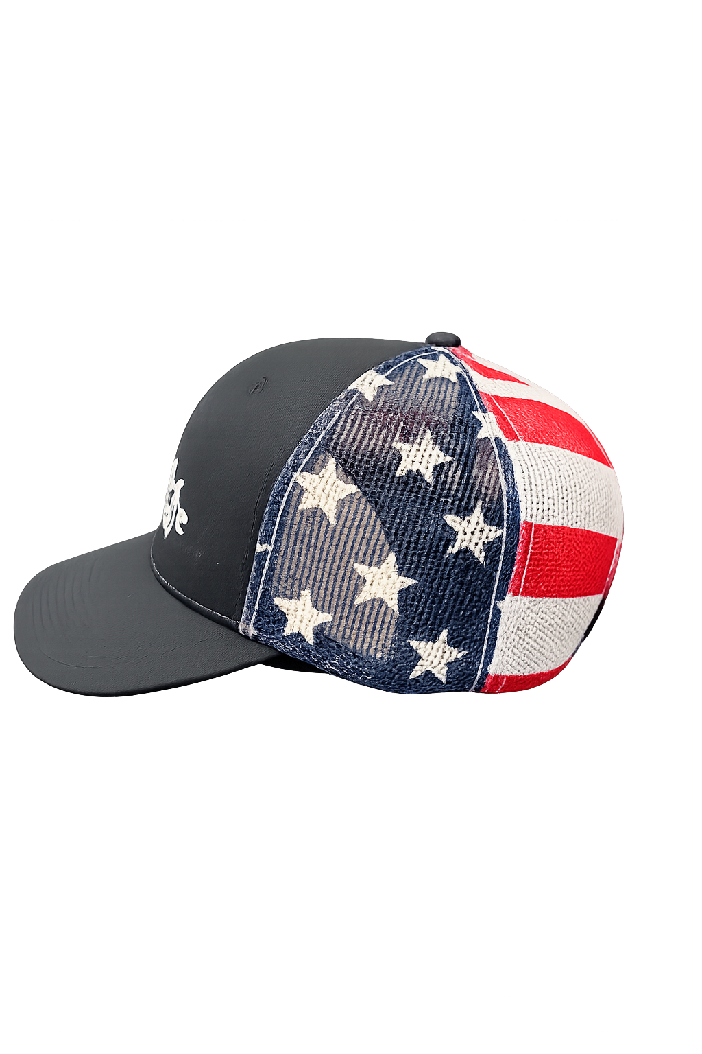 Black Embroidered Flag Cap
